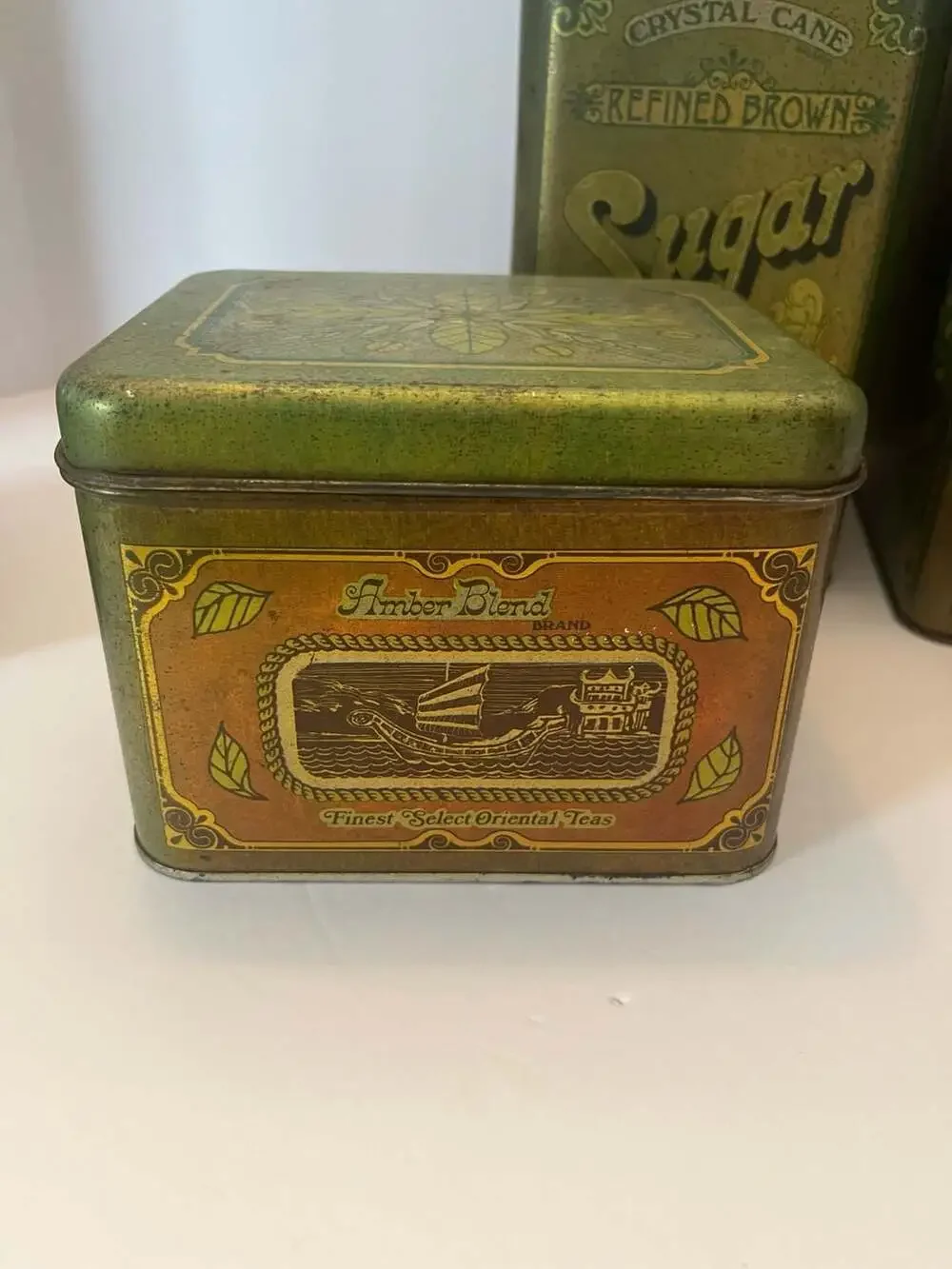 Vintage Cheinco Green Kitchen Canister Set (Coffee, Tea, Sugar, Flour)